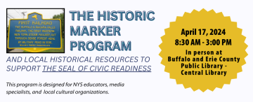 Banner for program with photo of historic marker and program name and date