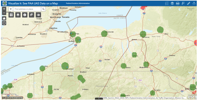 Restricted airspace map of Western NY