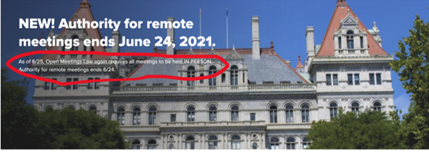 Image of NY Governor's website showing end of emergency status date